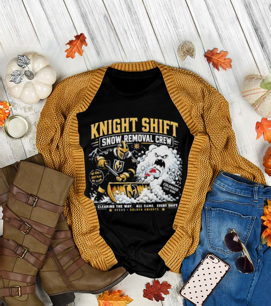 Vegas Golden Knights Knight Shift Snow Removal Crew vs Colorado Avalanche Snow Battle T-Shirt