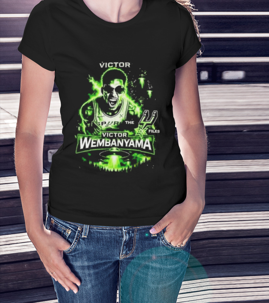 Victor Wembanyama Spurs Alien UFO Basketball 1 21 Timely Files T-Shirt