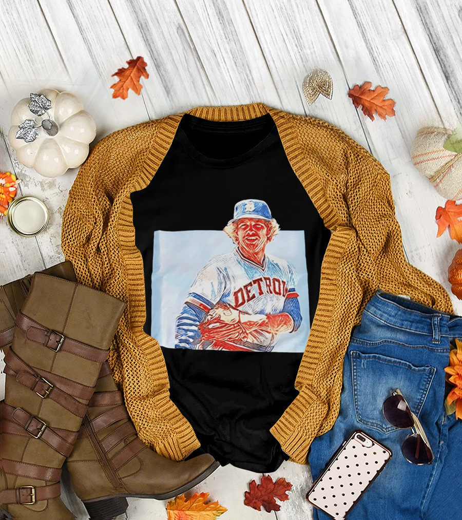 Detroit Tigers Mark Fidrych Vintage Baseball T-Shirt