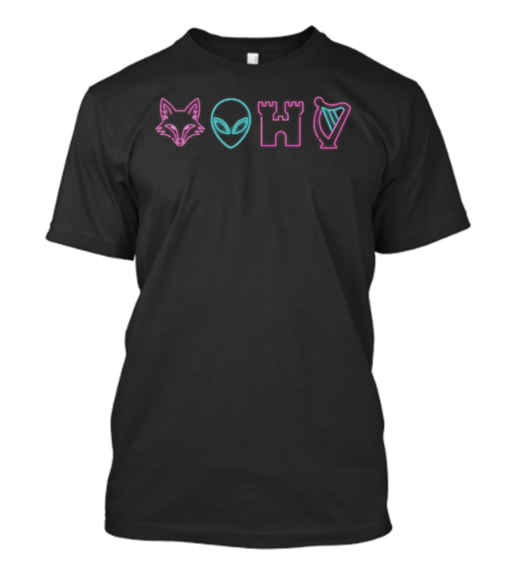 Victor Wembanyama Wemby Alien Neon Fox Castle Harp Spurs T-Shirt