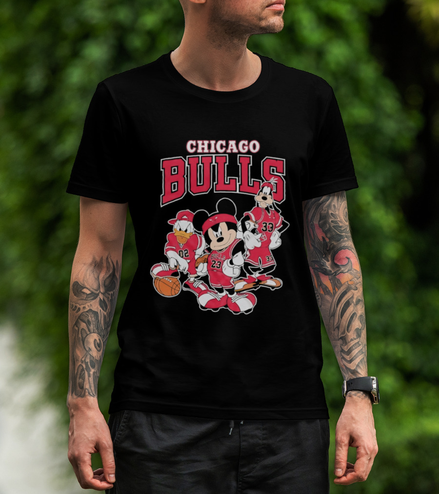 Mickey Mouse Donald Duck Goofy Chicago Bulls Jerseys Basketball T-Shirt