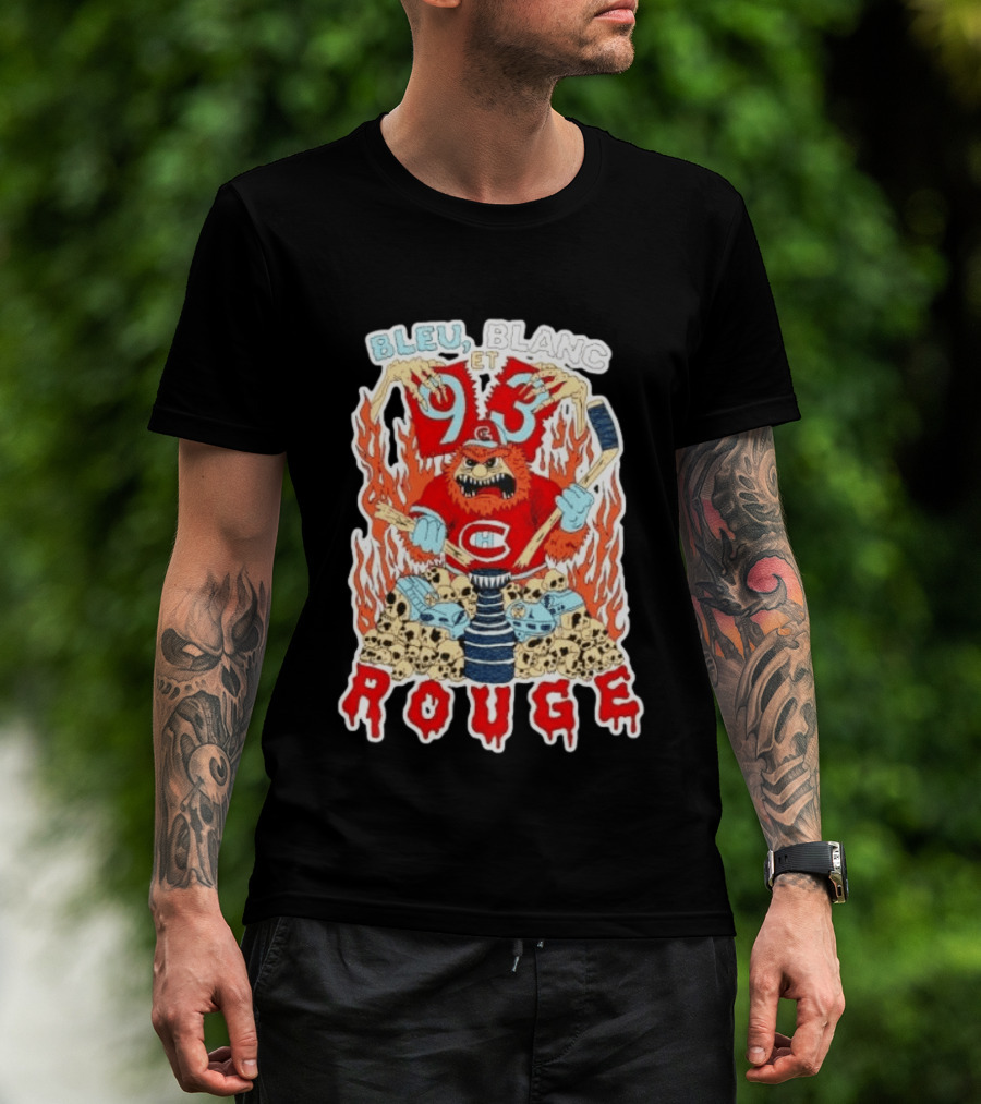 Bleu Blanc Et Rouge 93 Canadiens Hockey Monster T-Shirt