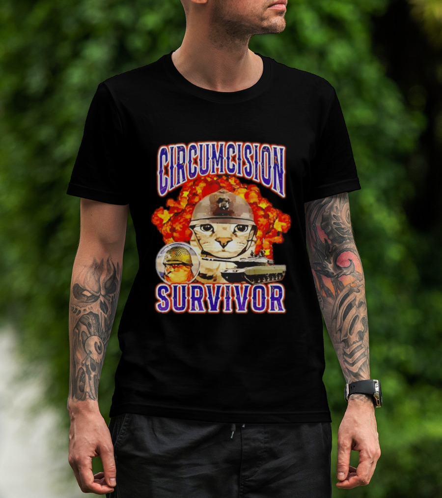 Circumcision Survivor Cat Explosion Tank Helmet T-Shirt