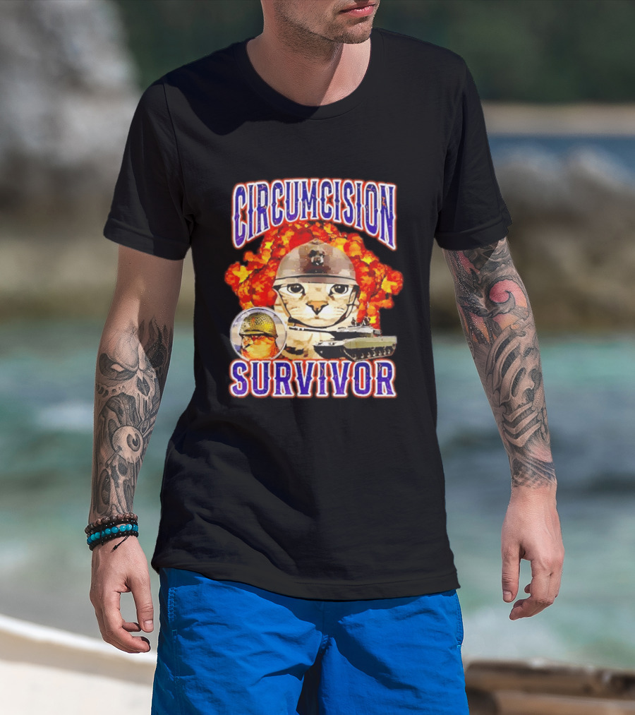 Circumcision Survivor Cat Explosion Tank Helmet T-Shirt