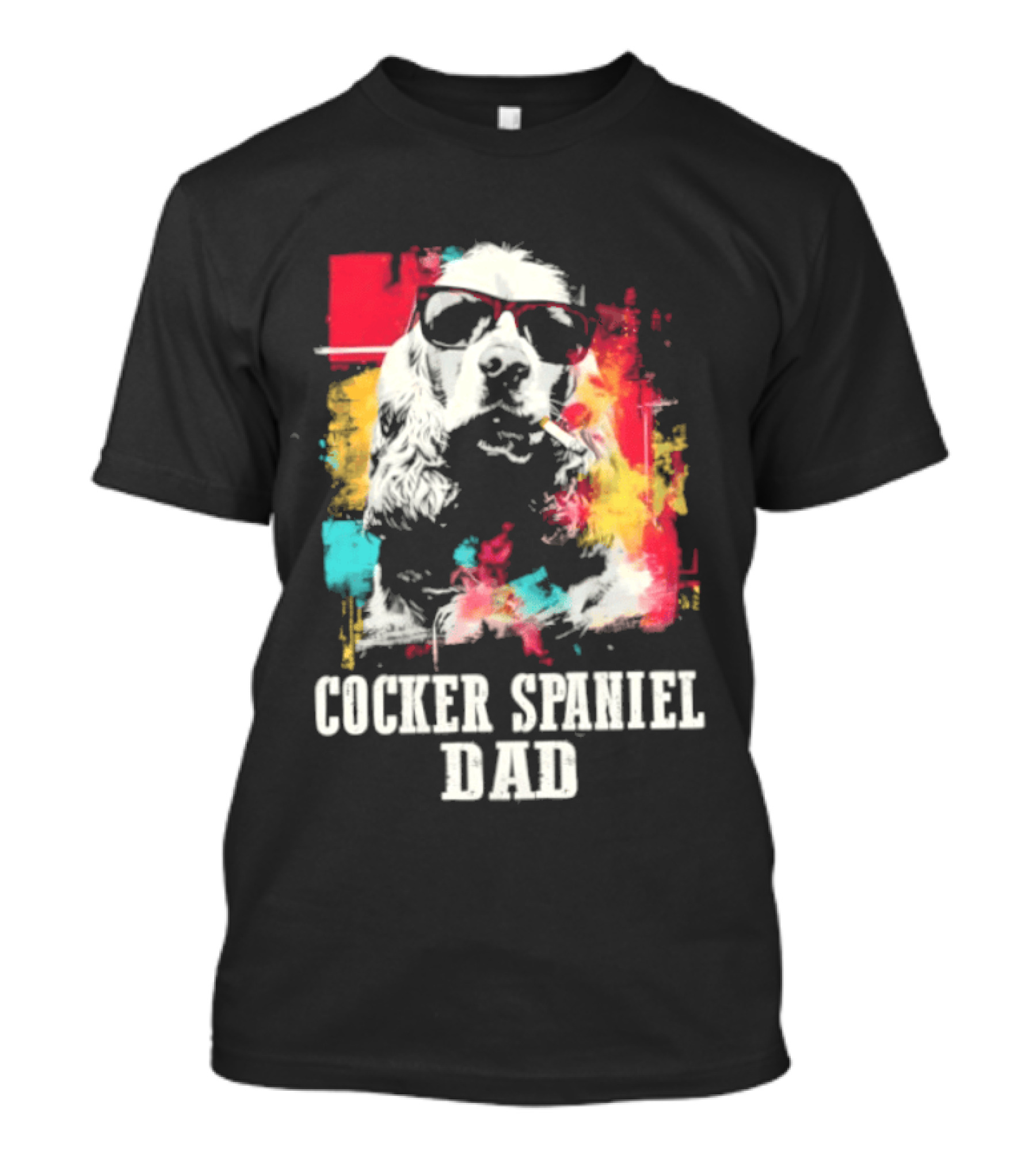 Cocker Spaniel Dad Colorful Sunglasses Father's Day 2026 T-Shirt