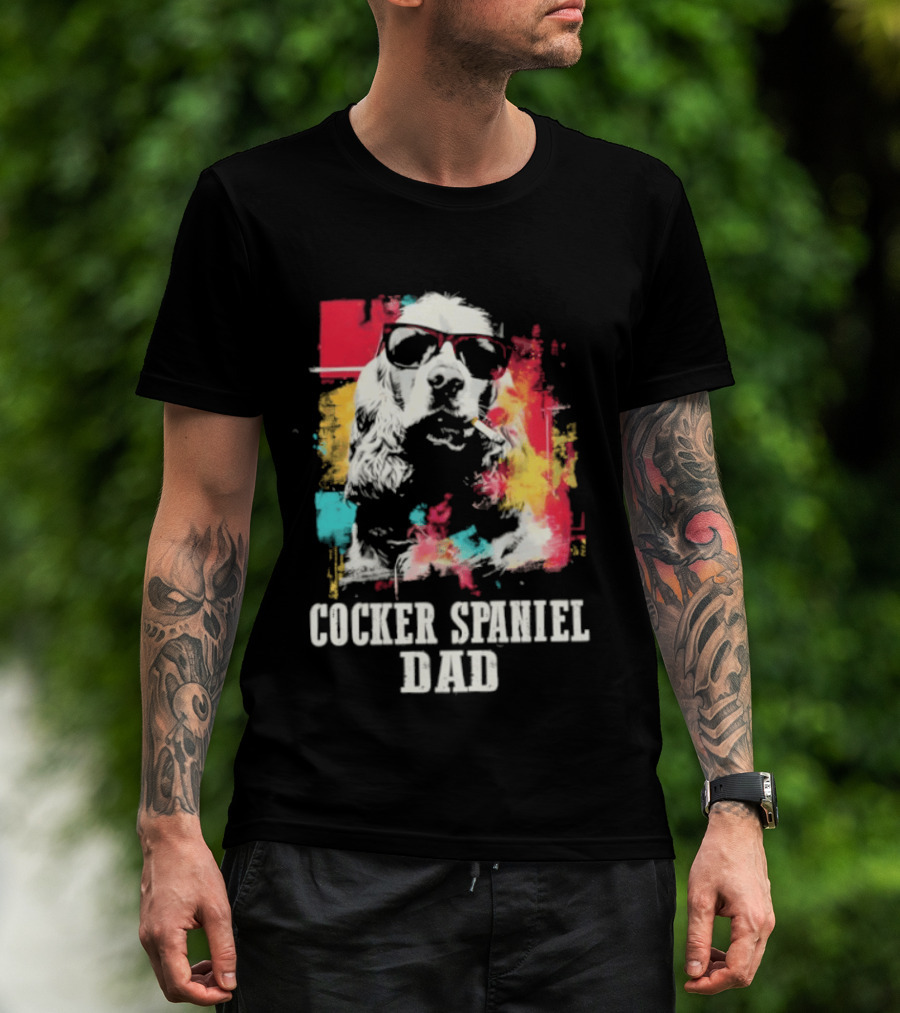 Cocker Spaniel Dad Colorful Sunglasses Father's Day 2026 T-Shirt