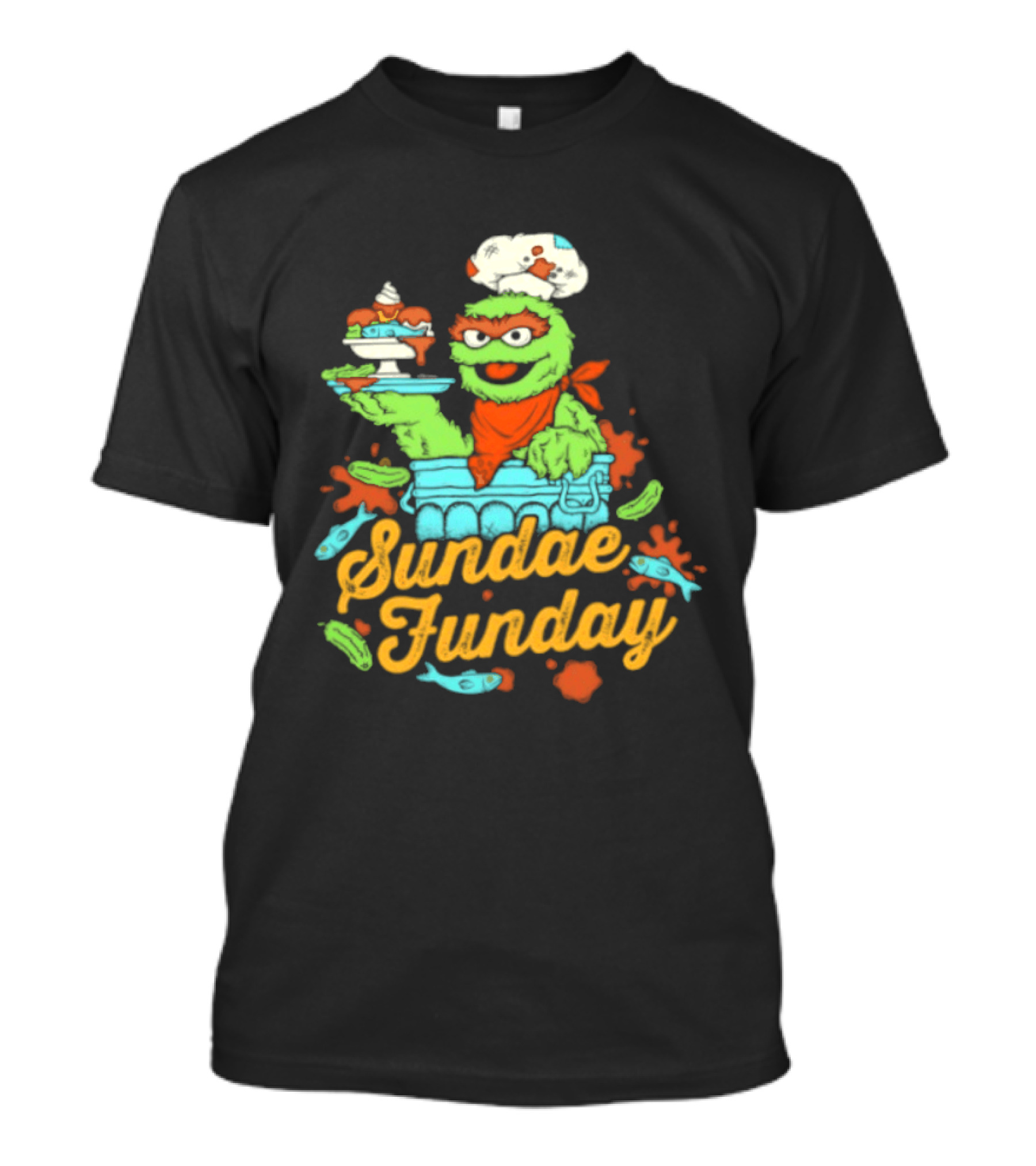 Oscar The Grouch Sundae Funday Chef Hat Dessert Landfill T-Shirt
