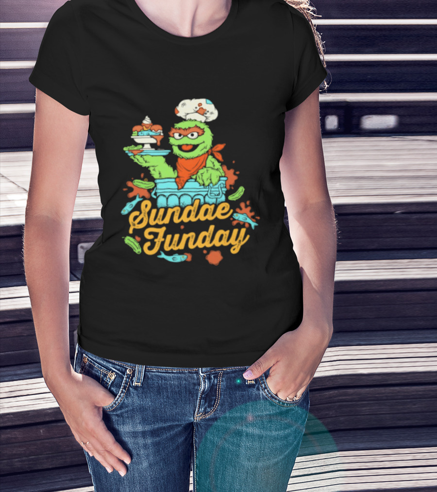 Oscar The Grouch Sundae Funday Chef Hat Dessert Landfill T-Shirt