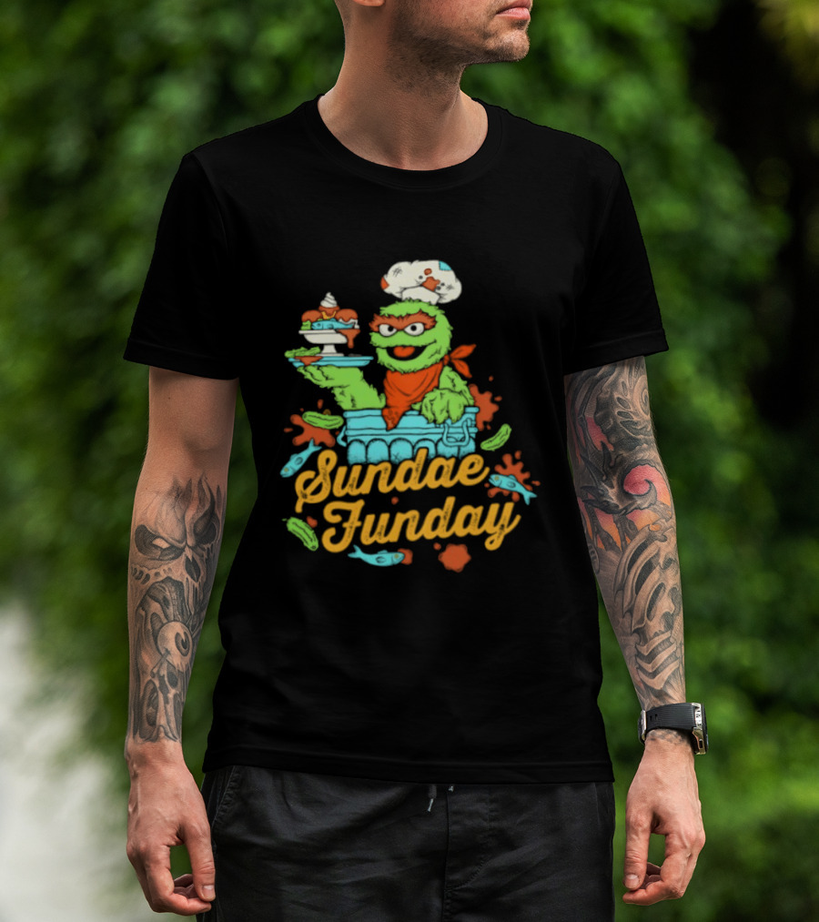 Oscar The Grouch Sundae Funday Chef Hat Dessert Landfill T-Shirt