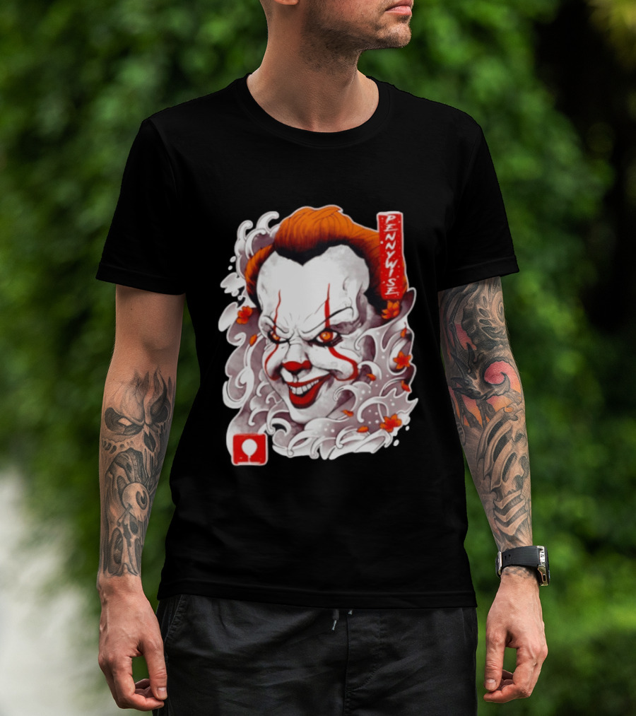 Pennywise Creepy Clown Big Head Horror It Movie Iconic Scary Face Balloon T-Shirt