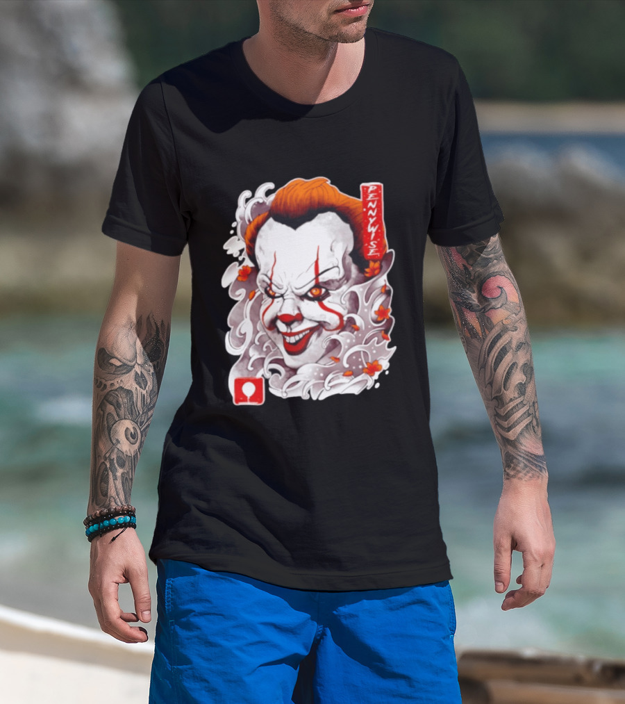 Pennywise Creepy Clown Big Head Horror It Movie Iconic Scary Face Balloon T-Shirt