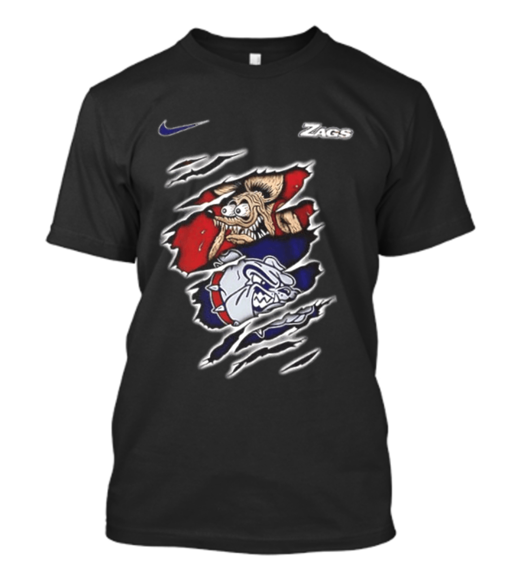 Gonzaga Bulldogs Rat Fink Nike Zags Built Not To Bow T-Shirt