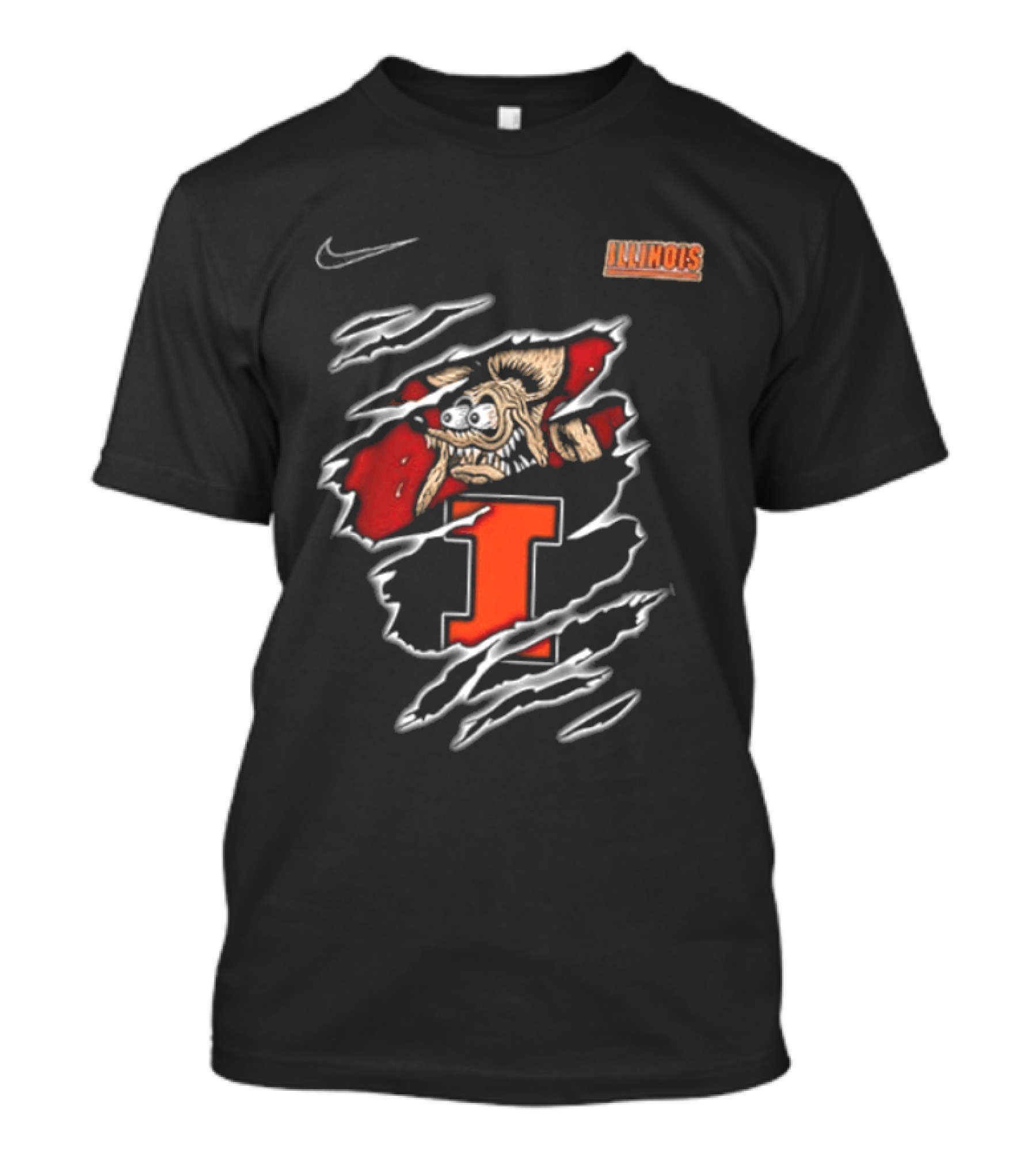 Nike Illinois Fighting Illini Rat Fink Built Not To Bow NCAA T-Shirt