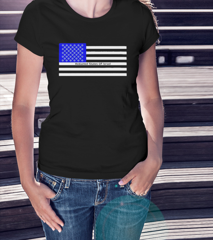 Redacted States Of Israel Flag With Stars And Stripes T-Shirt