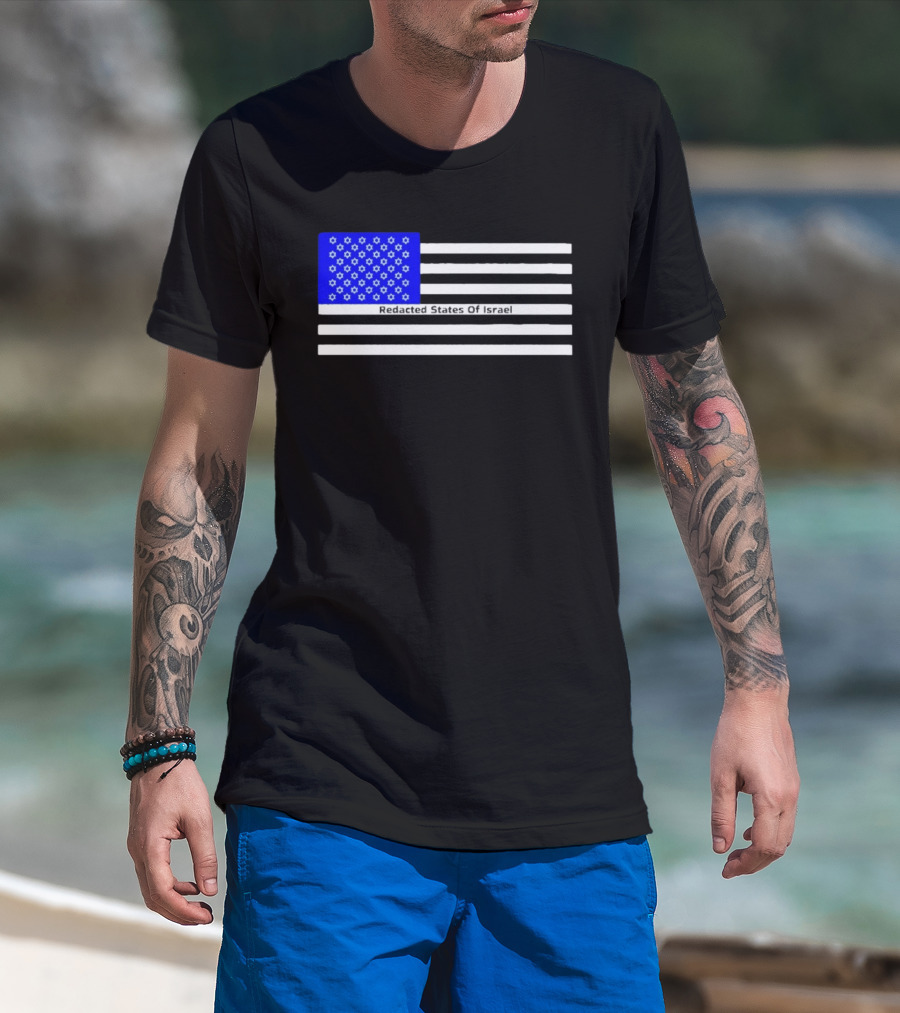 Redacted States Of Israel Flag With Stars And Stripes T-Shirt