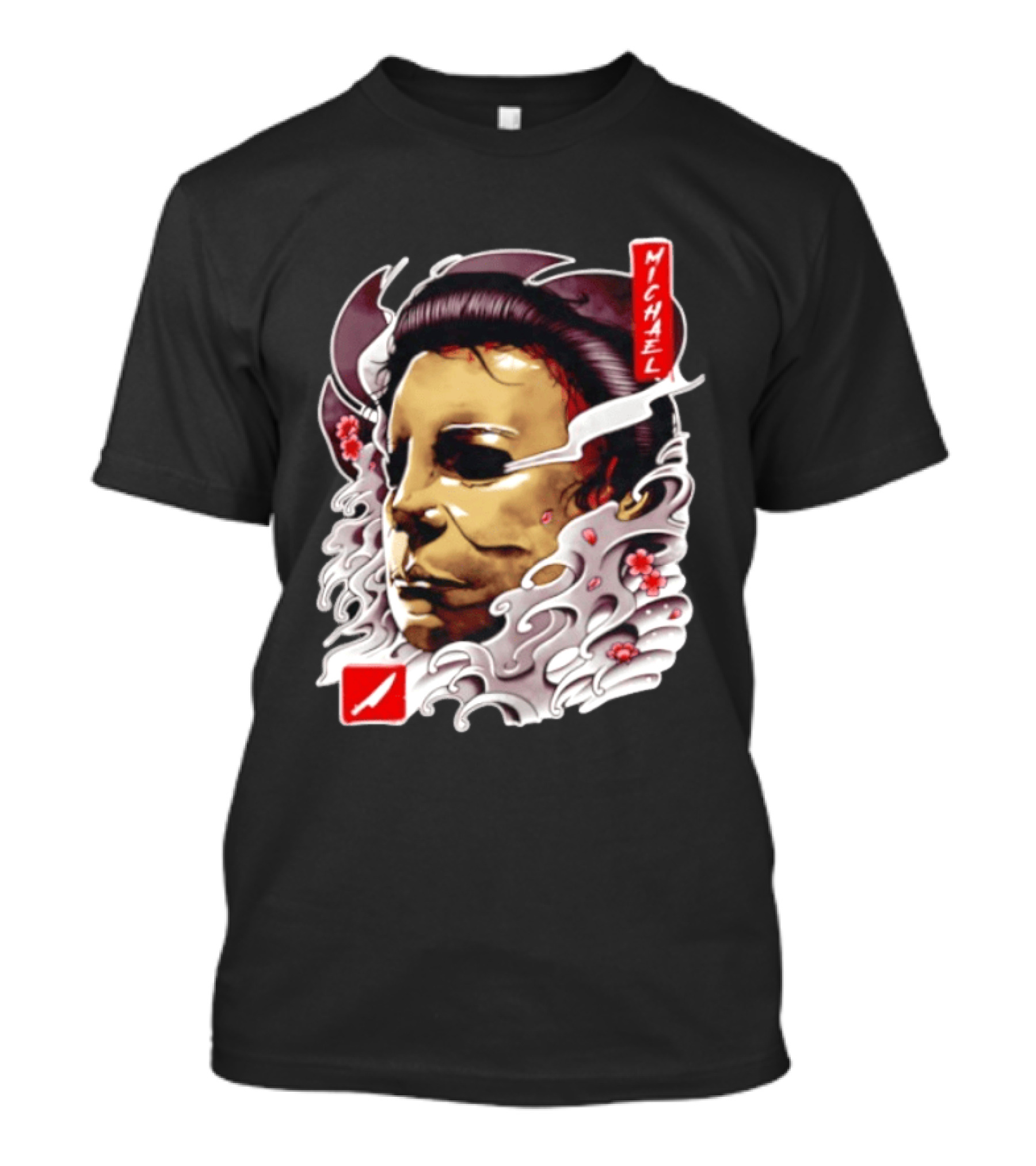 Michael Myers Mask Horror Big Head Art With Red Details T-Shirt