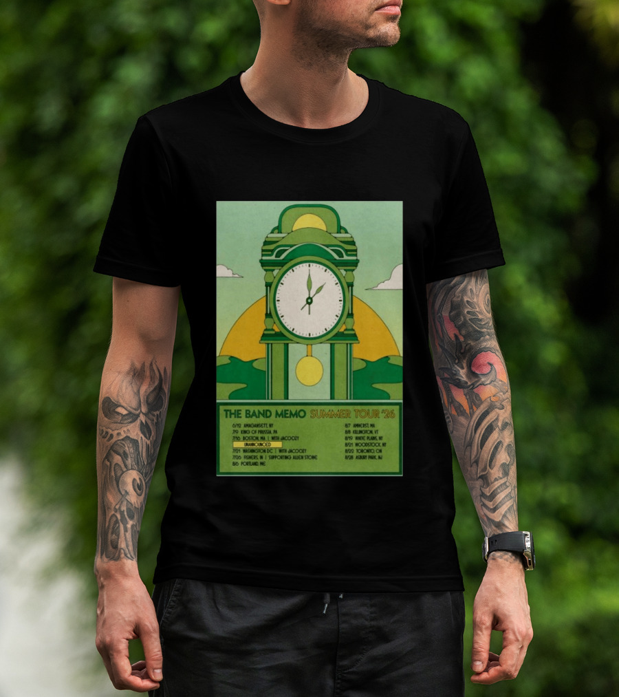 The Band Memo Summer Tour 2026 Amagansett King Of Prussia Boston Washington Missoula Portland Amherst Killington Woodstock Toronto Asbury Park T-Shirt