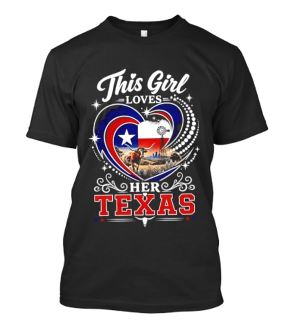This Girl Loves Her Texas Star Heart Map T-Shirt