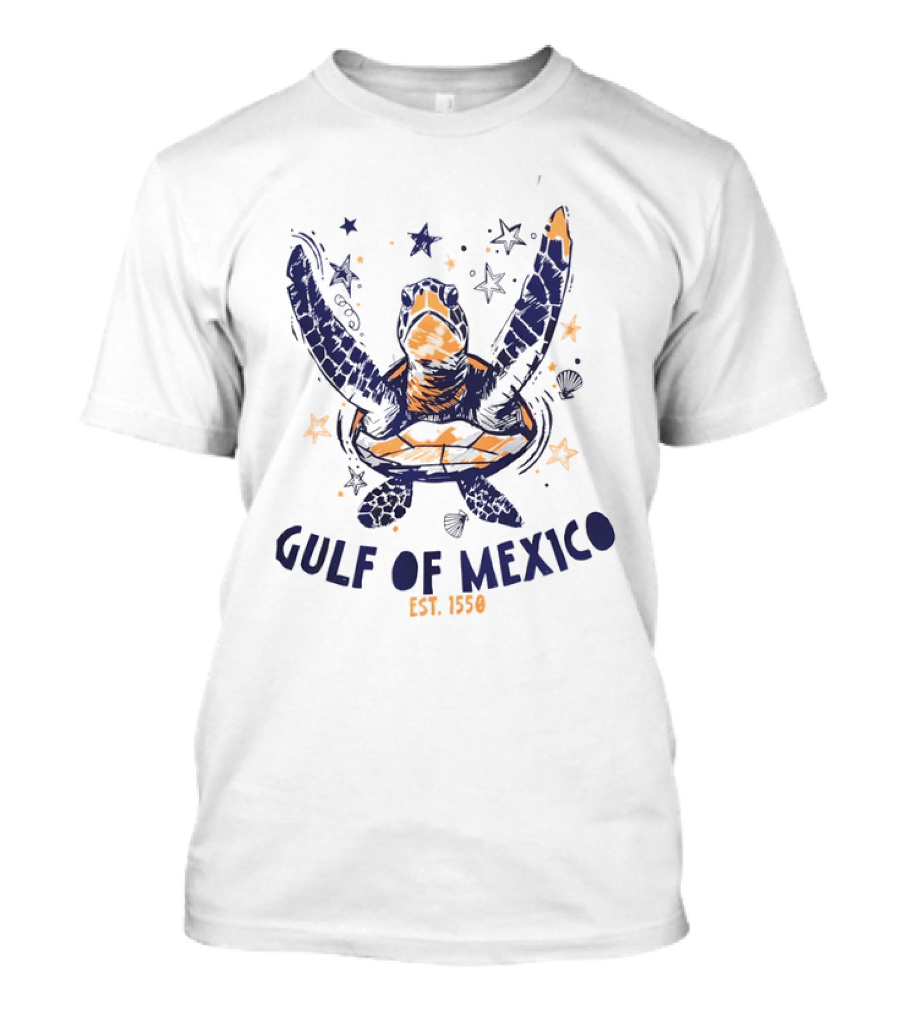 Gulf Of Mexico Sea Turtle Ocean Beach EST. 1550 Stars T-Shirt