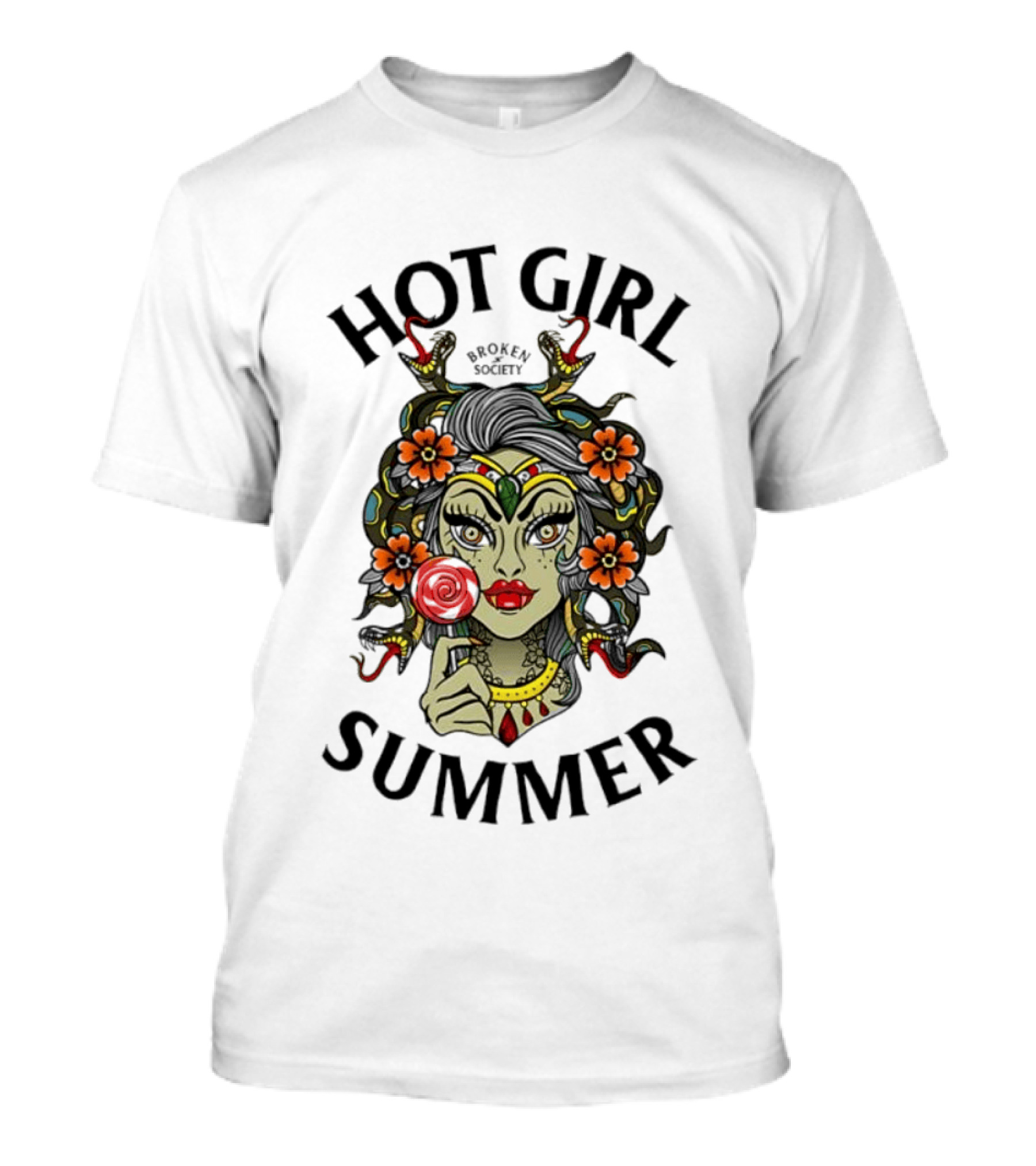 Hot Girl Summer Broken Society Tattoo Art Flowers T-Shirt