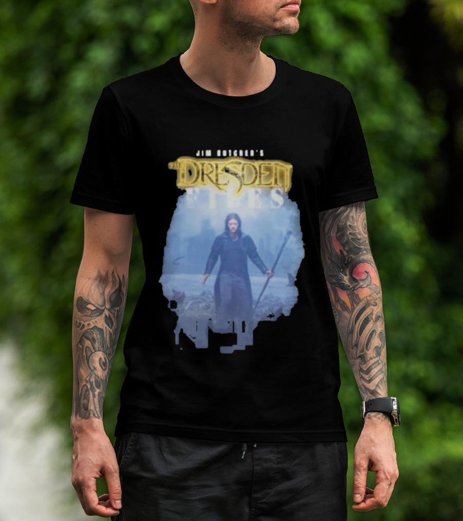 Jim Butcher's Dresden Files Man Holding Staff T-Shirt