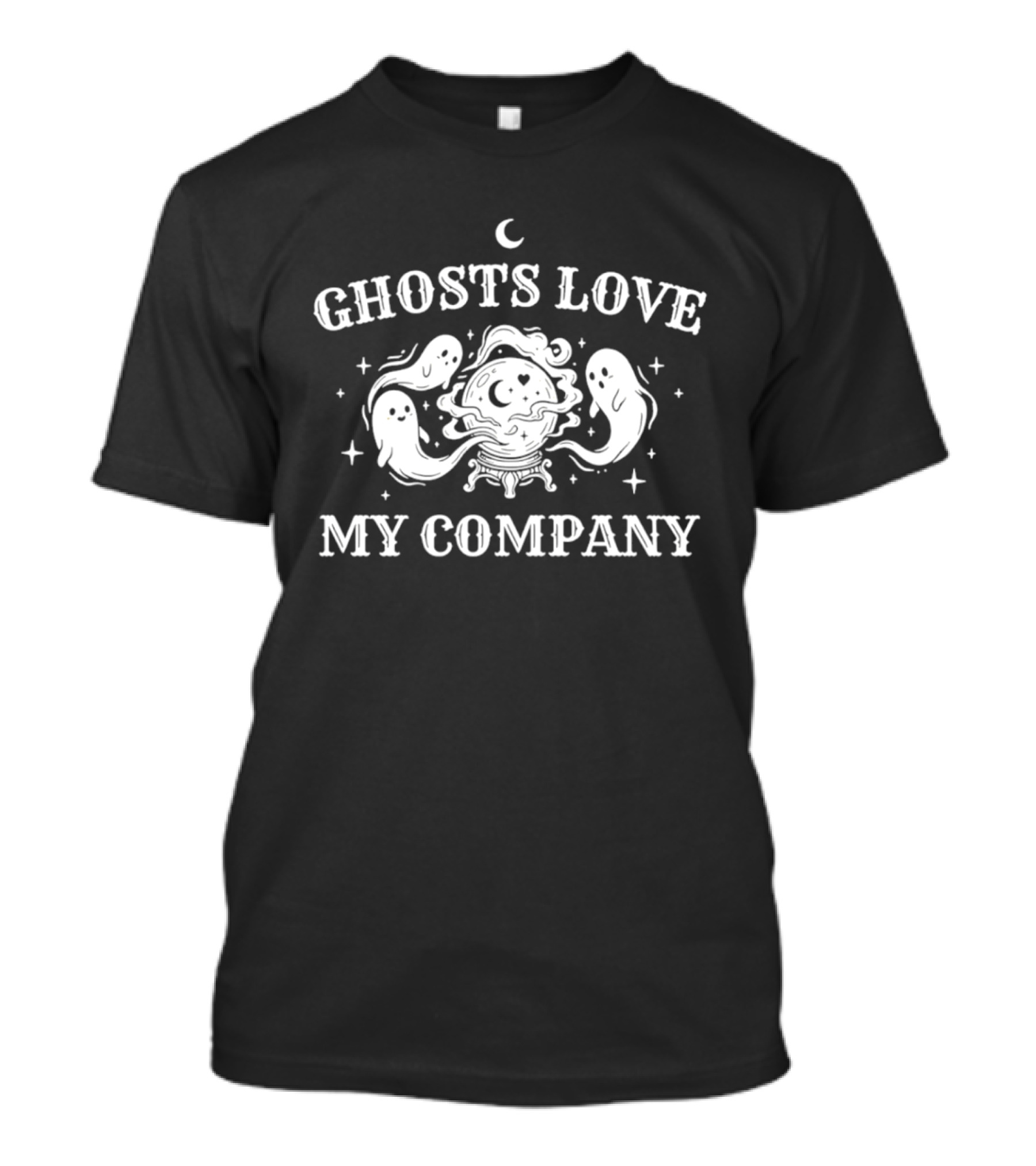 Ghosts Love My Company Crescent Moon And Stars Spiral T-Shirt