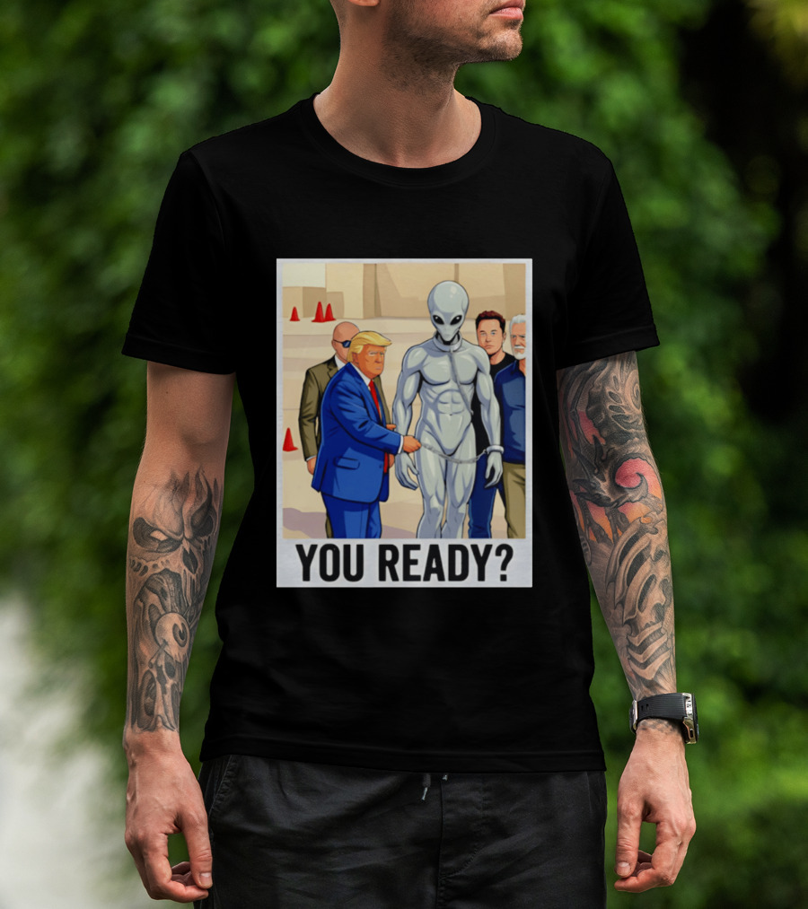 Trump Alien Encounter You Ready Scene With Notable Figures T-Shirt
