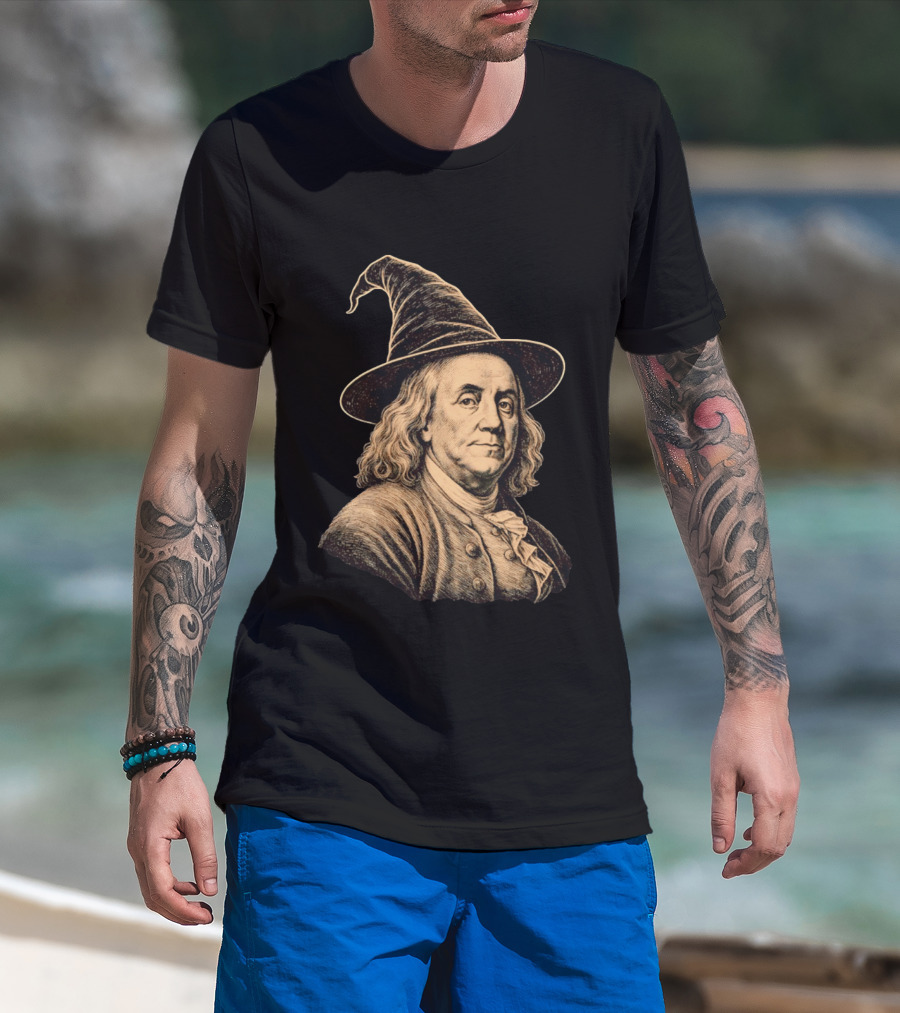 Wizard Benjamin Franklin Witch Hat T-Shirt