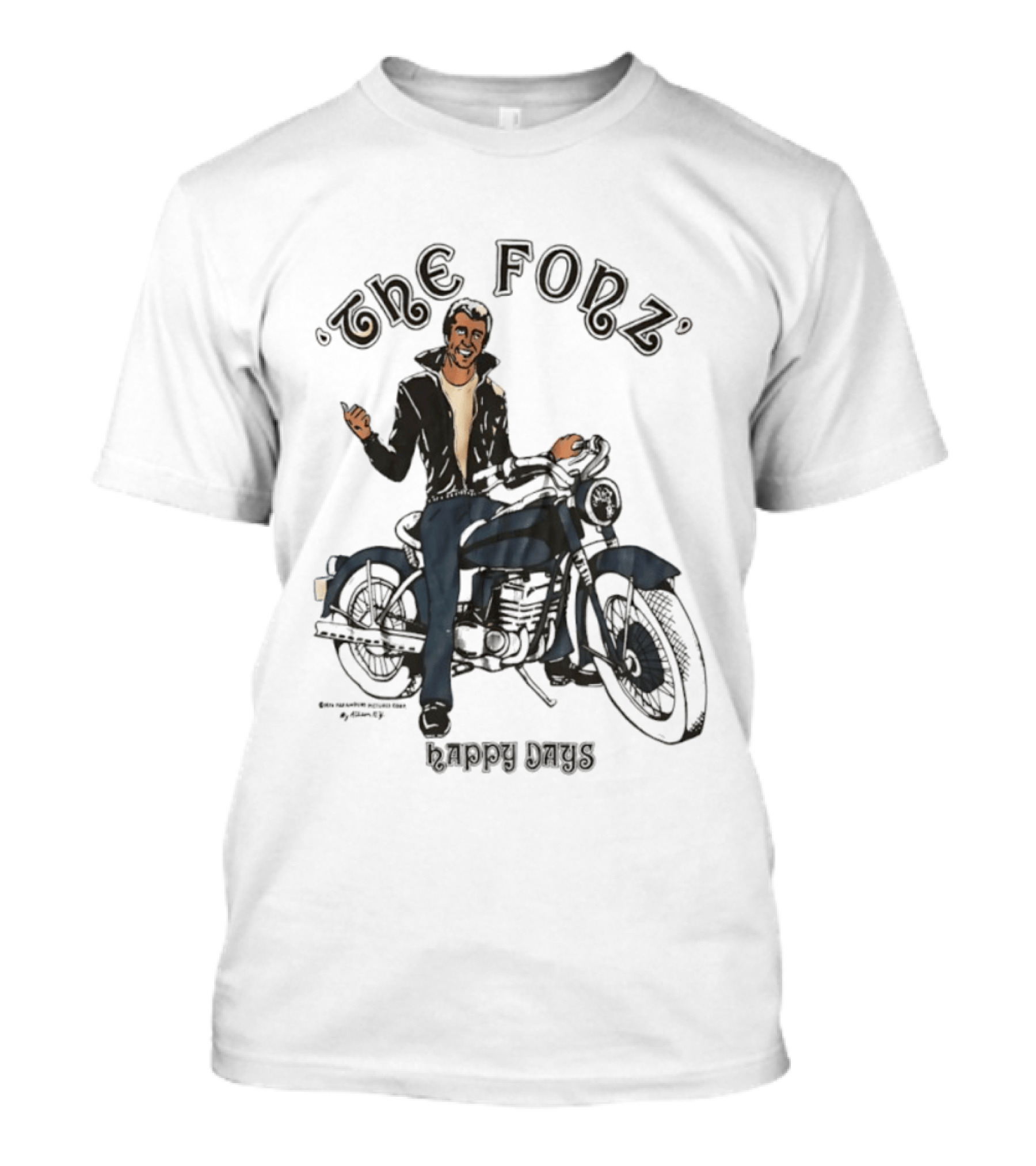 The Fonz Happy Days Motorcycle Coolness Retro 70s Vibes T-Shirt