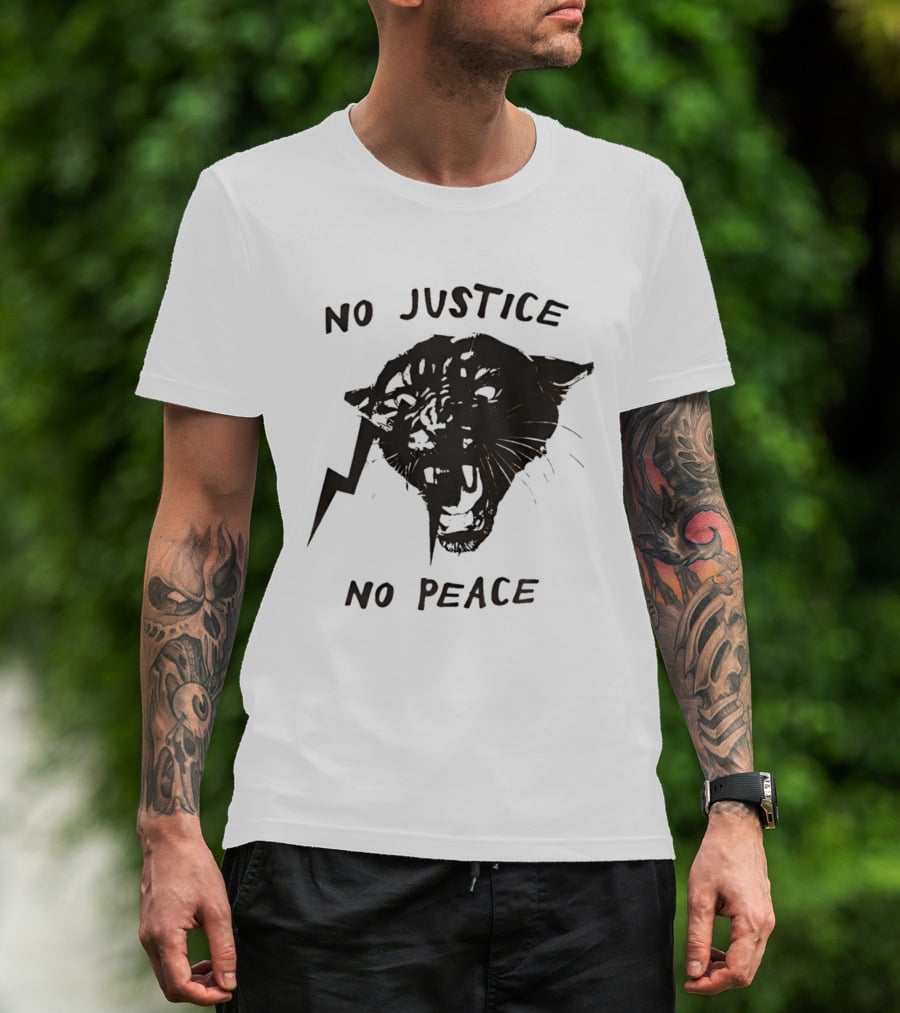 No Justice No Peace Black Panther Roaring Face T-Shirt