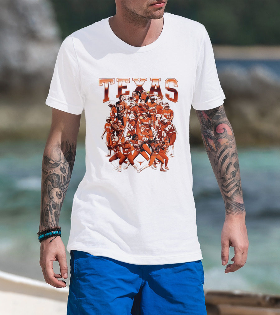 Texas Longhorns Softball Team Collage NCAA Sports Apparel Fan Gear T-Shirt