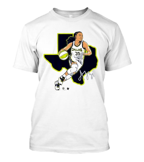 Dallas Basketball 35 Texas Map Player Dribbling T-Shirt
