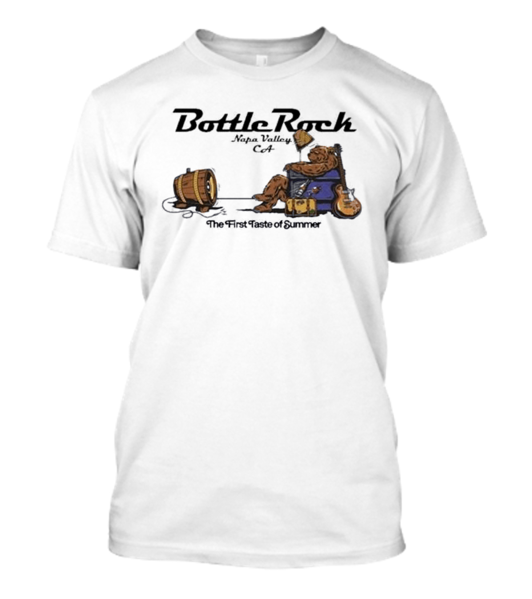 BottleRock Napa Valley 2026 Lineup Bear Relaxing With Guitar And Keg T-Shirt