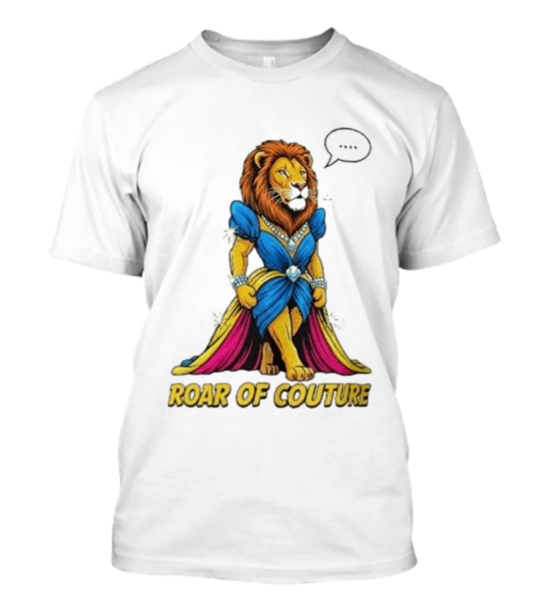 Roar Of Couture Elegant Lion In Royal Blue Gown T-Shirt