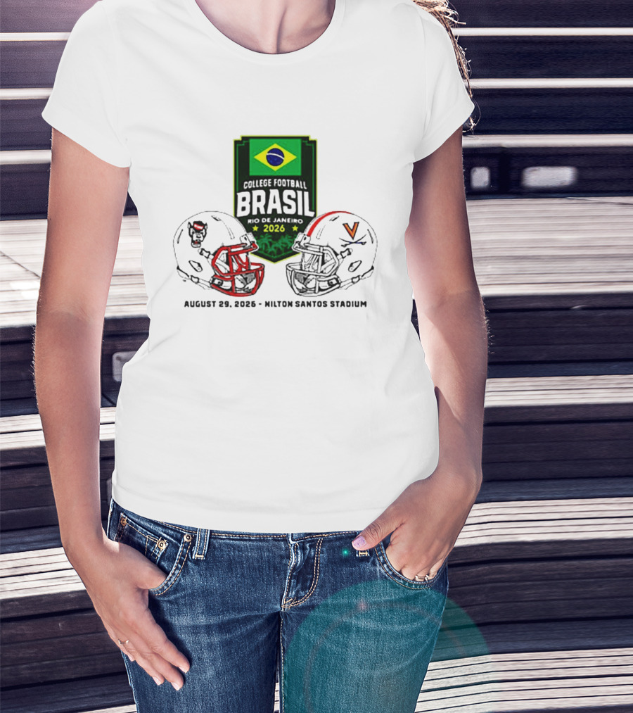 NC State Wolfpack Vs Virginia Cavaliers Brasil College Football Rio Game 2026 Hilton Santos Stadium August 30 T-Shirt