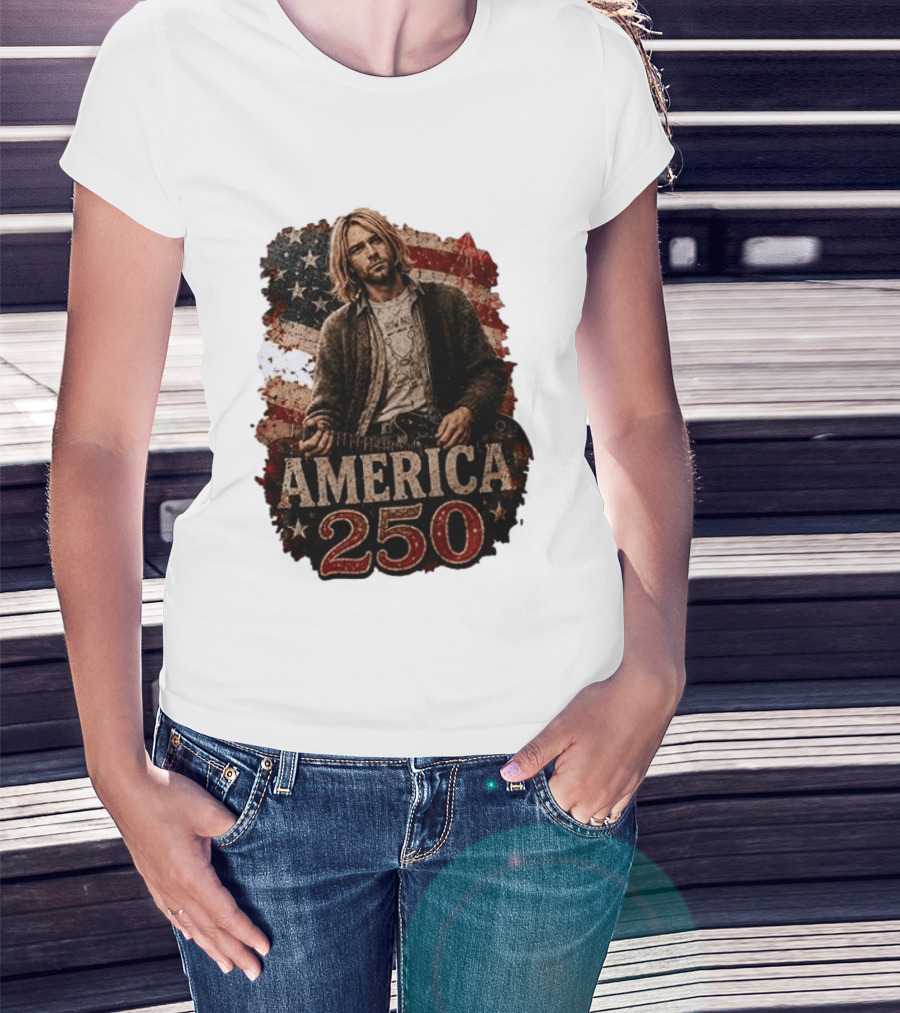 America 250 Years Of Freedom I Love America Kurt Cobain T-Shirt
