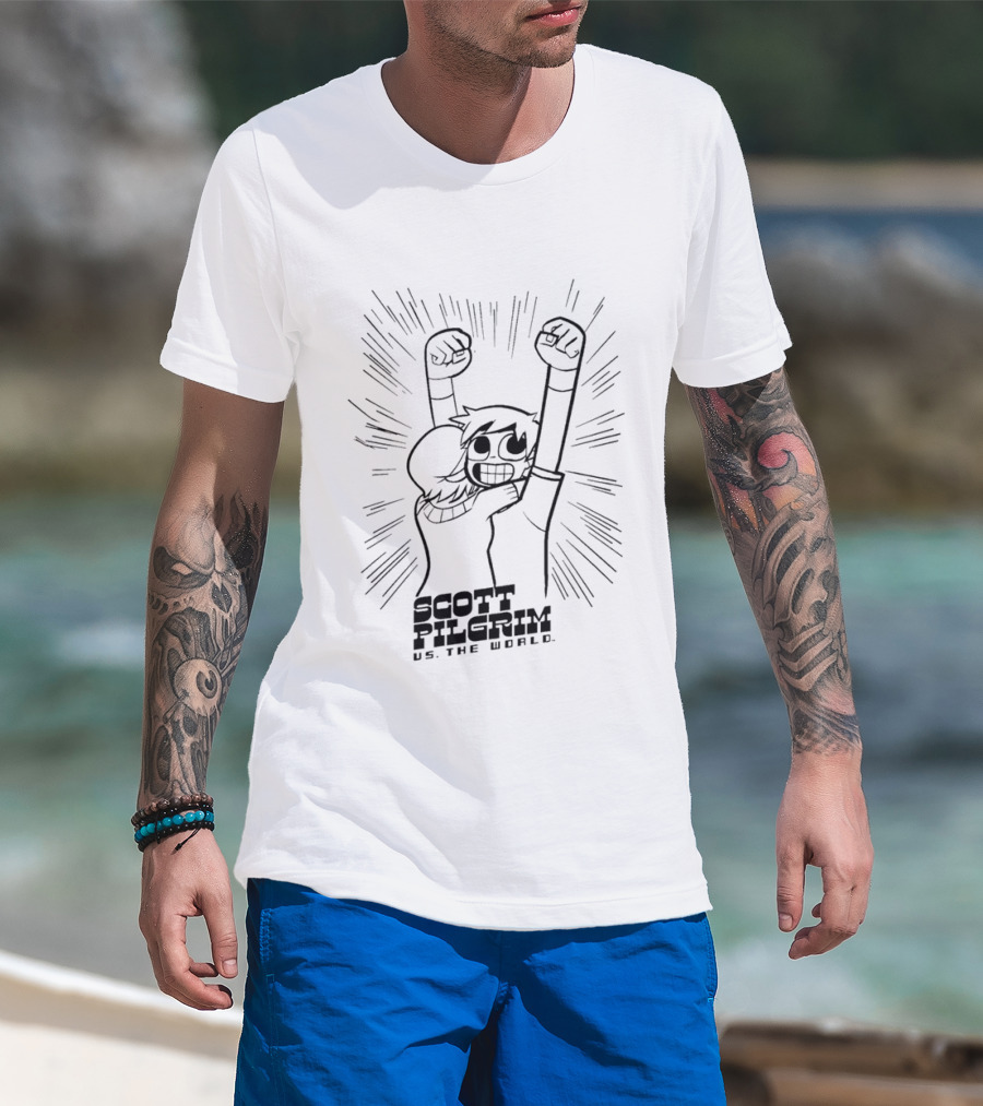 Scott Pilgrim Vs The World Comic Style Character Art Victory Pose T-Shirt