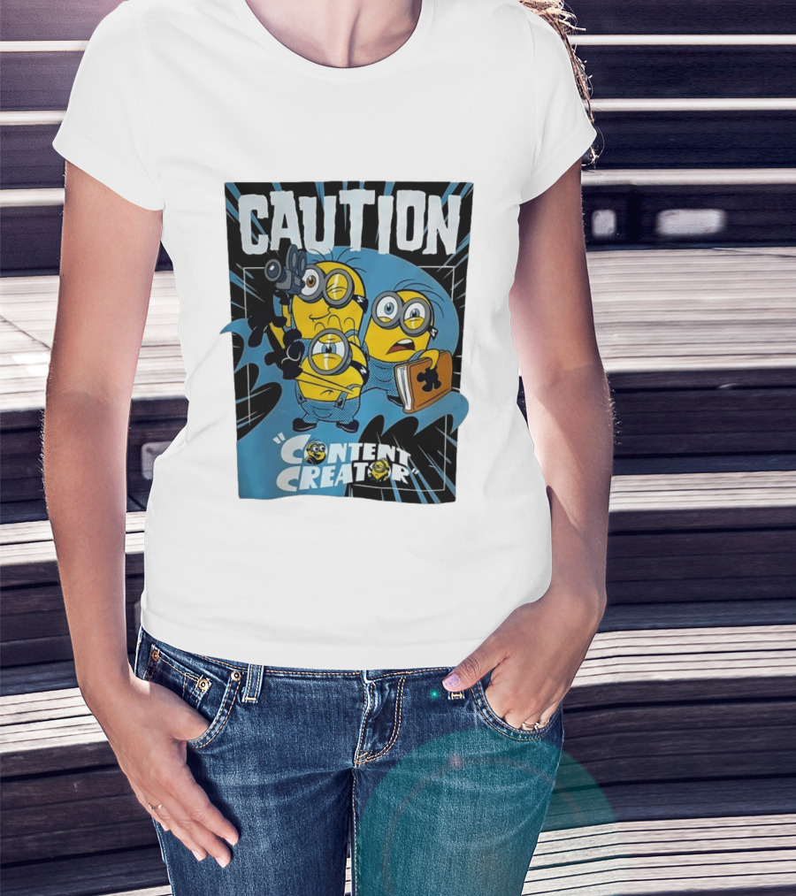 Caution Minions Content Creator Fun T-Shirt