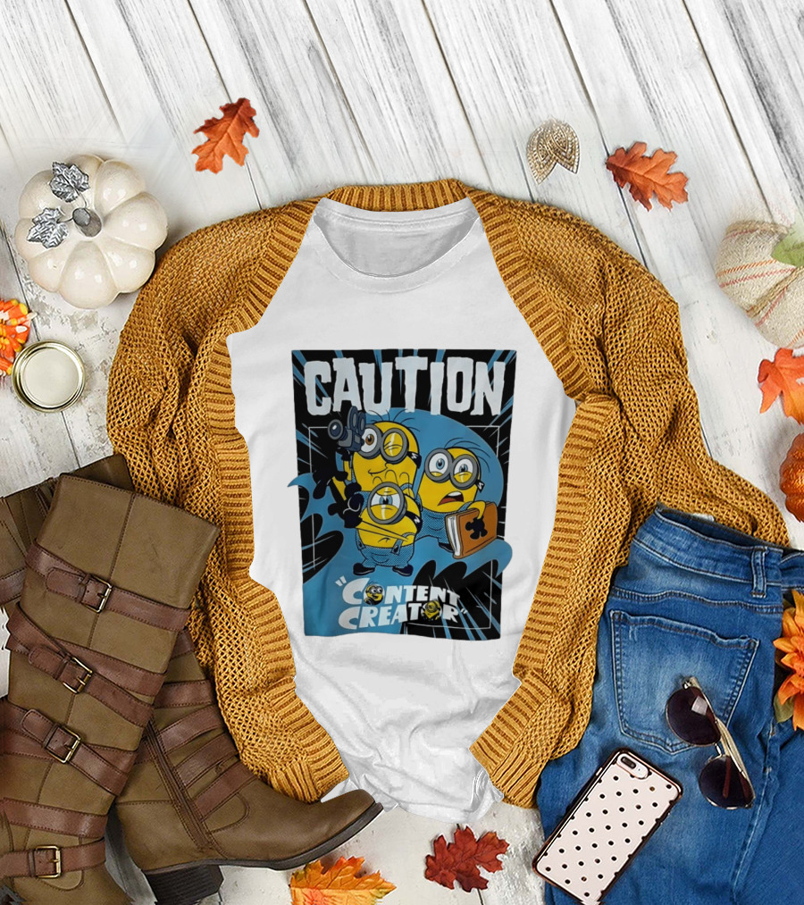 Caution Minions Content Creator Fun T-Shirt