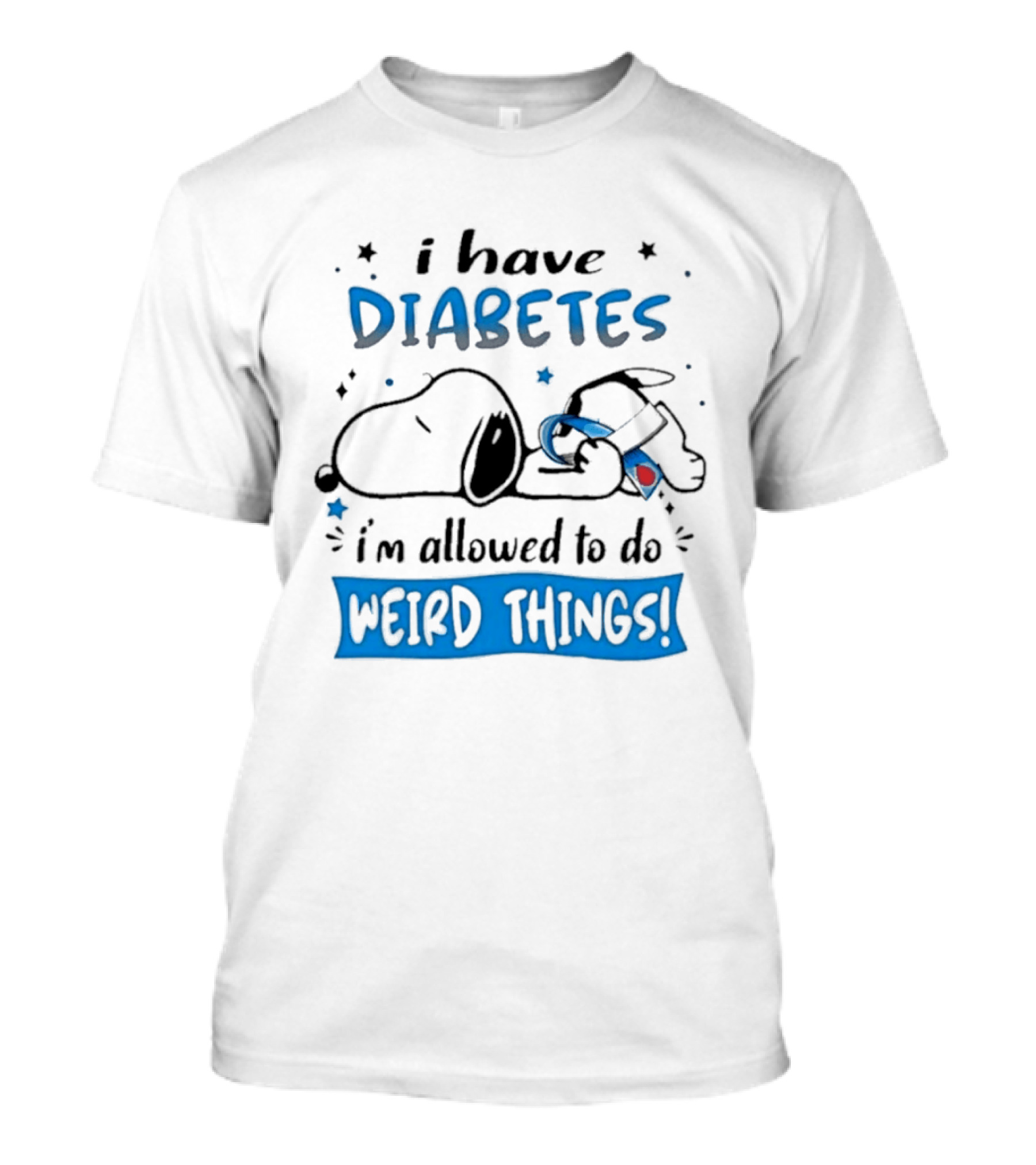 Snoopy Peanuts I Have Diabetes I'm Allowed To Do Weird Things Awareness Ribbon T-Shirt