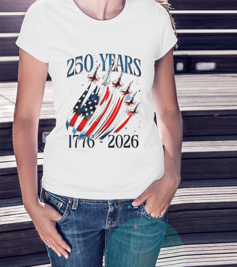 250 Years United States Independence Day 1776 2026 Fighter Jets Sestercentennial T-Shirt
