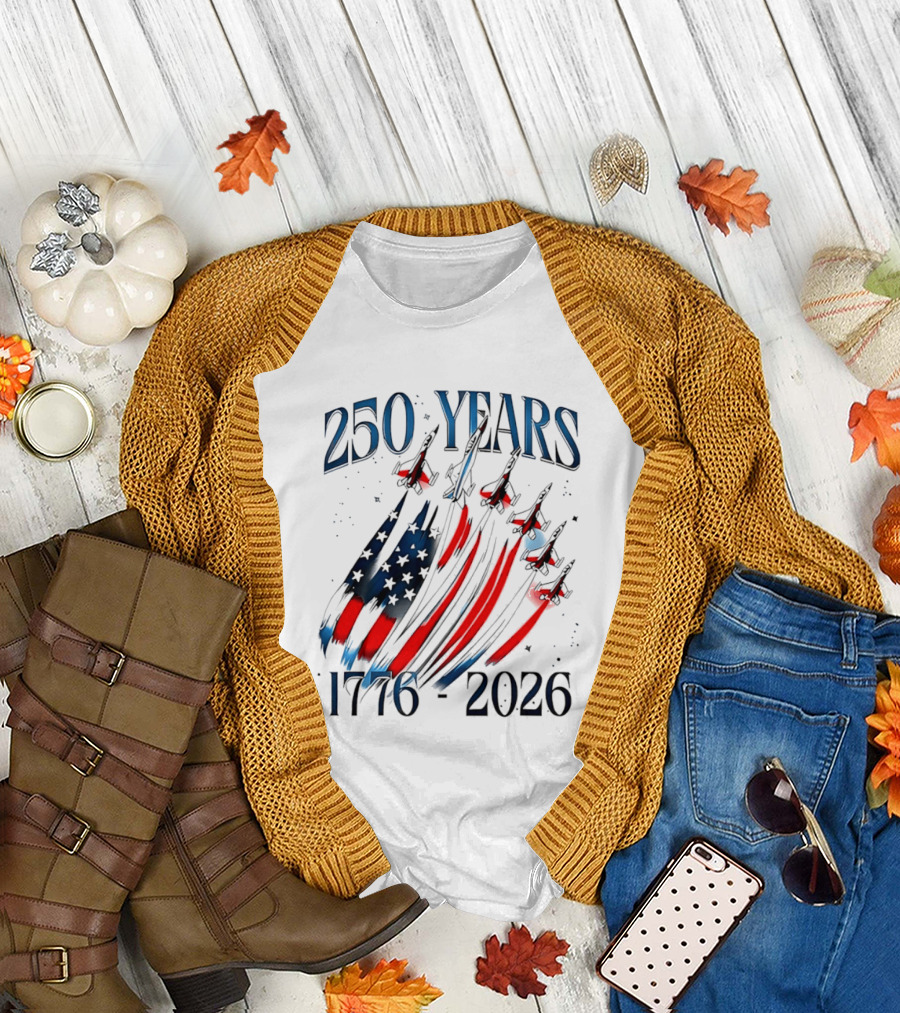 250 Years United States Independence Day 1776 2026 Fighter Jets Sestercentennial T-Shirt