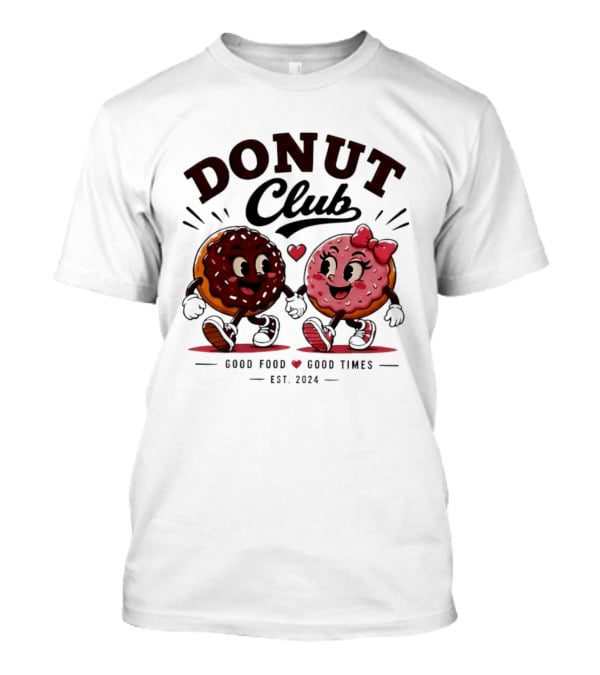 Donut Club Good Food Good Times Est 2024 Cartoon Characters T-Shirt