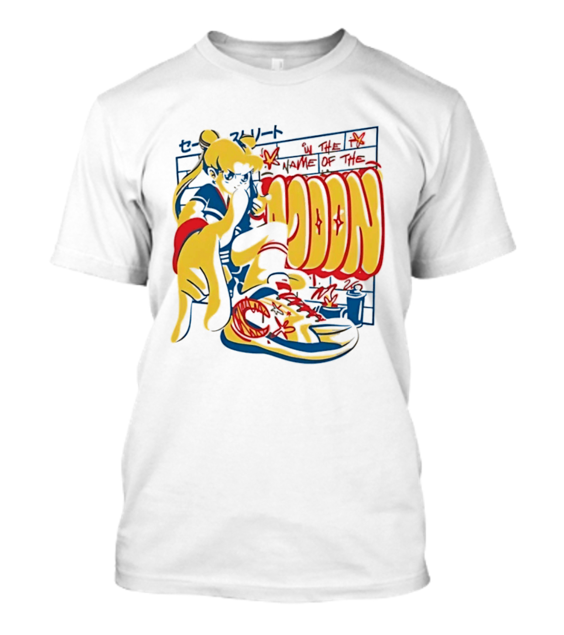 Sailor Moon Urban Scout In The Name Of The Moon Graffiti Style Sneakers T-Shirt