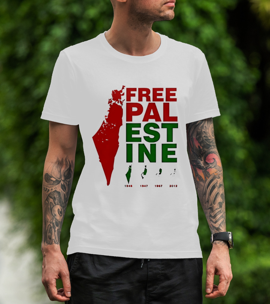 Free Palestine 1946 1947 1967 2012 Map T-Shirt