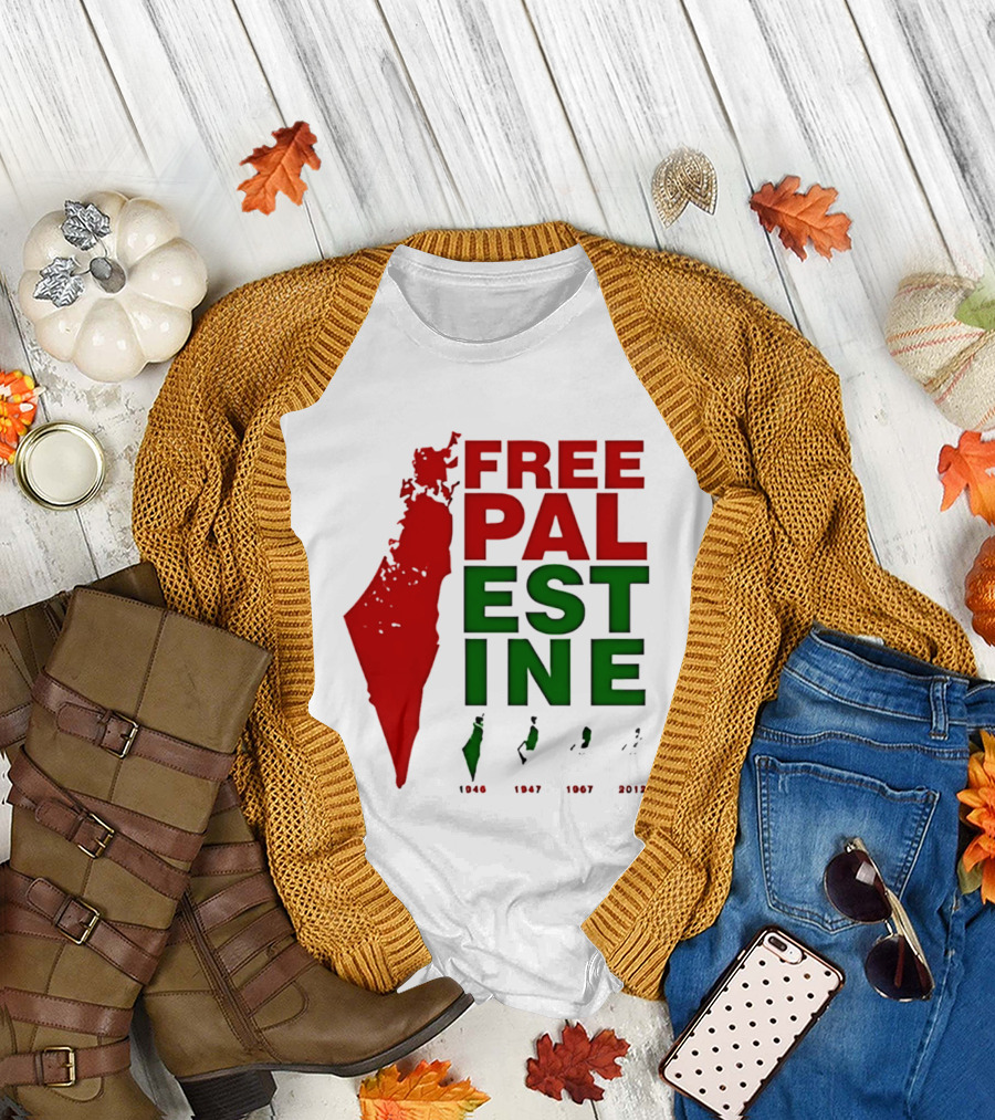 Free Palestine 1946 1947 1967 2012 Map T-Shirt