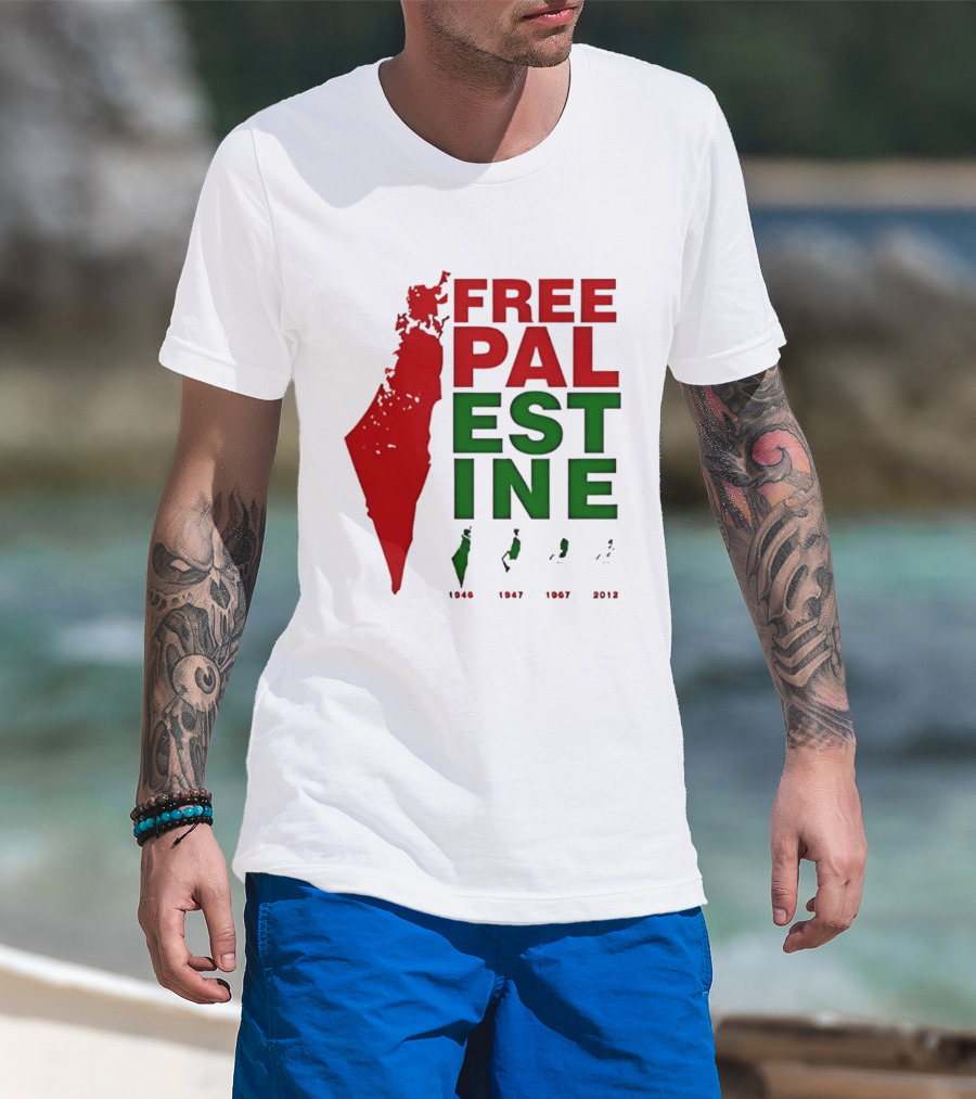 Free Palestine 1946 1947 1967 2012 Map T-Shirt
