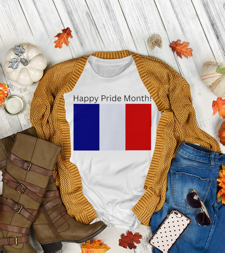 Happy Pride Month France Flag Celebration T-Shirt