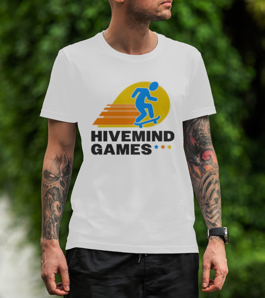 Hivemind Games Skateboarding Dynamic Motion With Shooting Stars T-Shirt