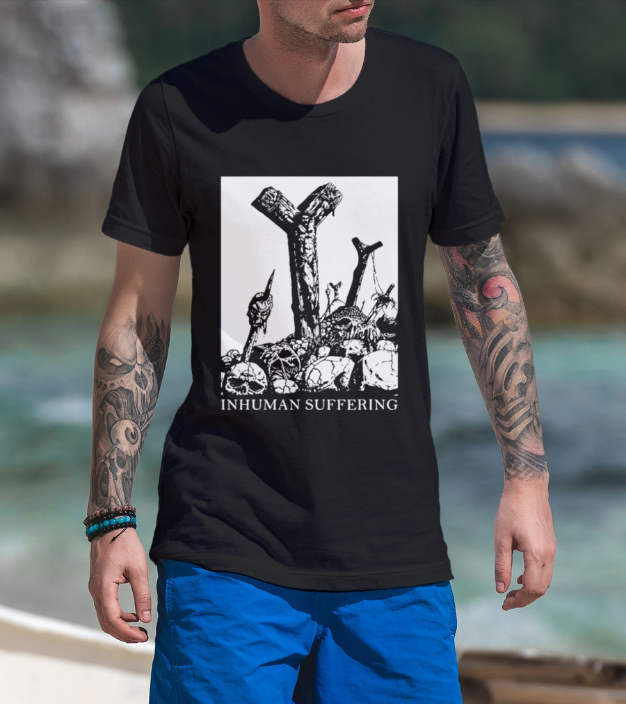 Death Metal Black Metal Extreme Metal Gothic Inhuman Suffering Skulls Swords T-Shirt